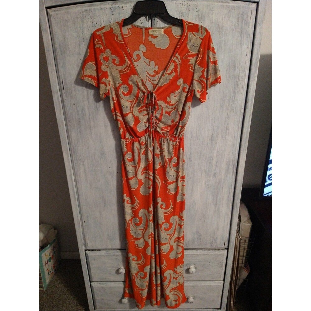 Ace fashion Maxi V-neck dress Sm Fall Boho floral Comfy